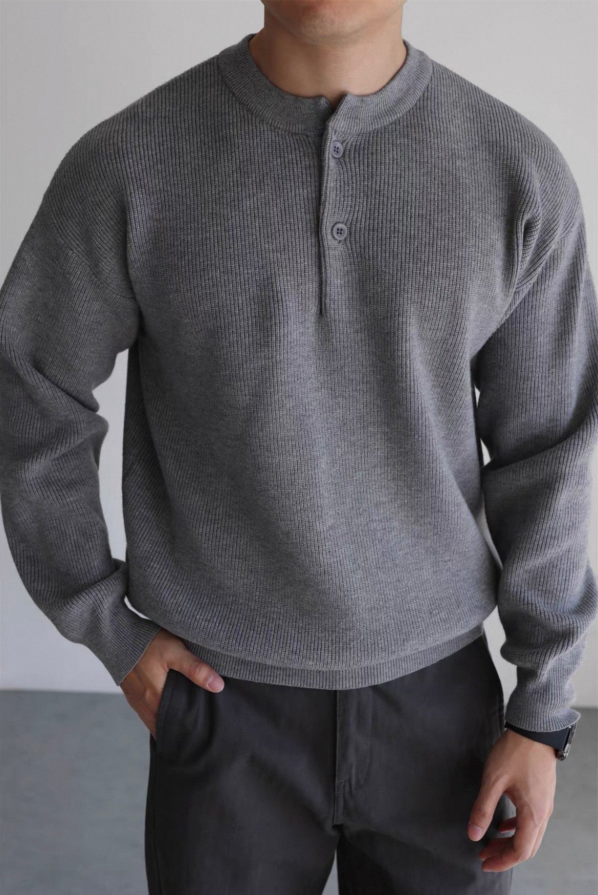 MONTARI RIBBED BUTTON-UP SWEATER
