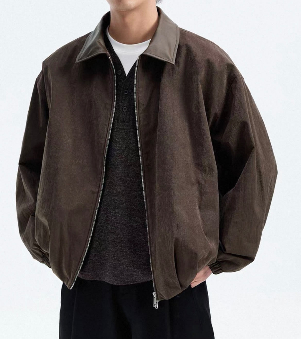 MONTARI VINTAGE LEATHER COLLAR JACKET