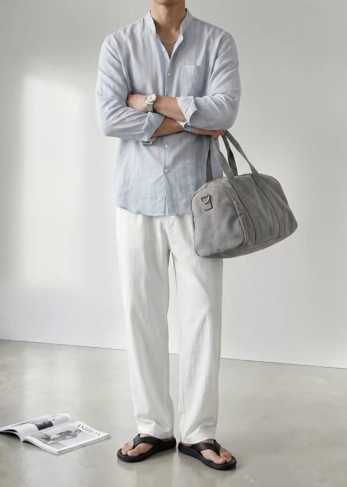 MONTARI LINEN STAND COLLAR