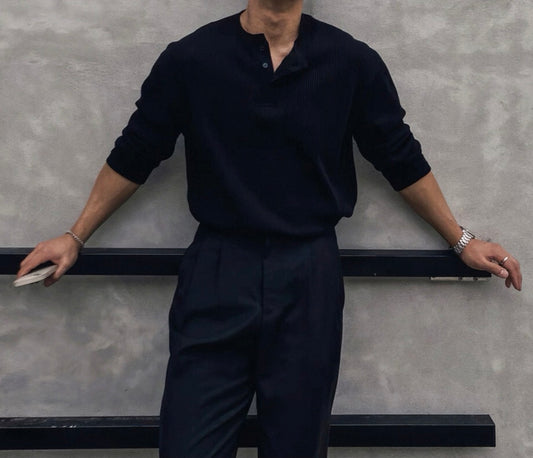 MONTARI HENLEY KNIT SWEATER