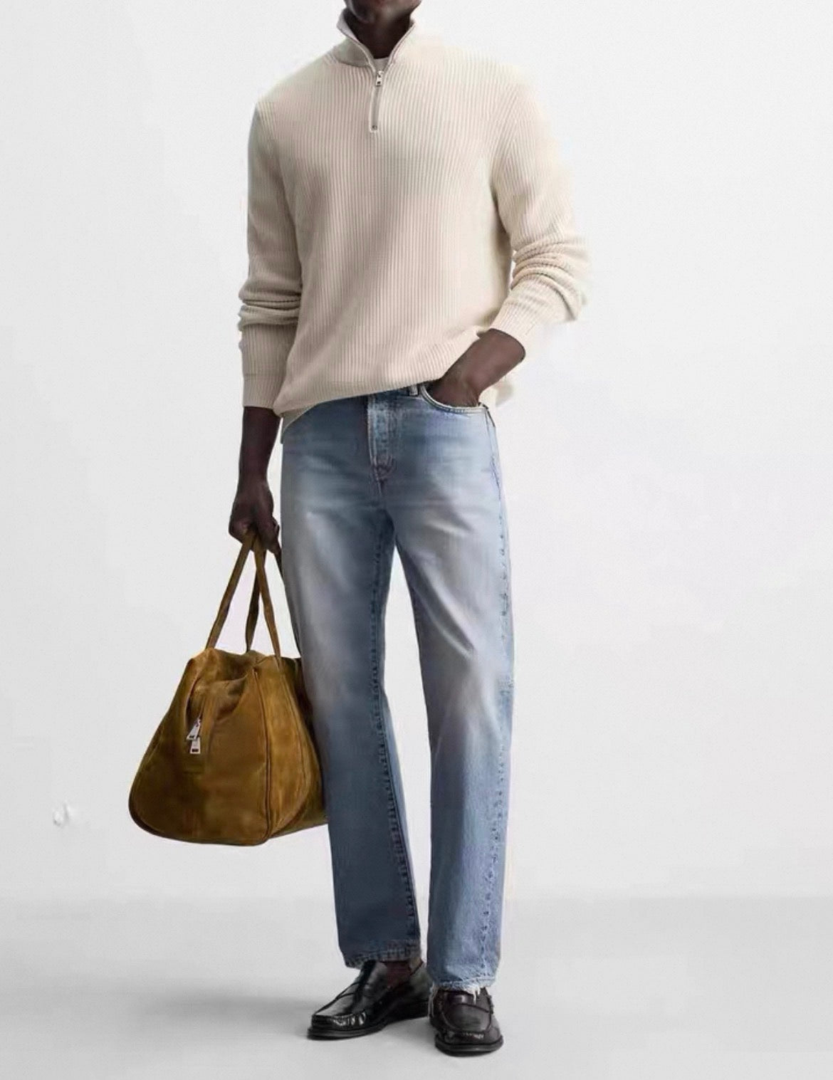 MONTARI RIBBED HALF-ZIP SWEATER