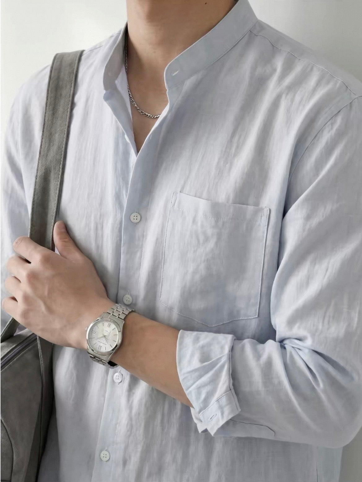 MONTARI LINEN STAND COLLAR