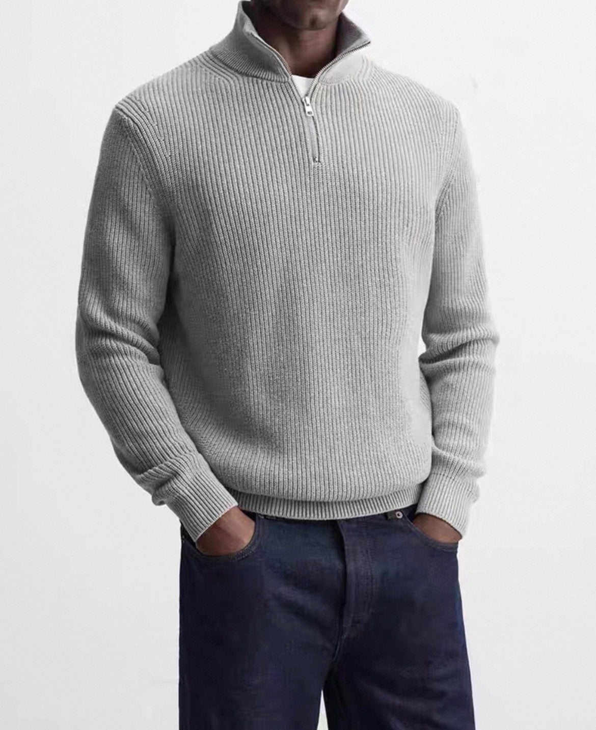 MONTARI RIBBED HALF-ZIP SWEATER