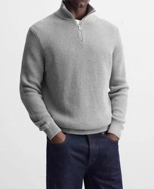 MONTARI RIBBED HALF-ZIP SWEATER