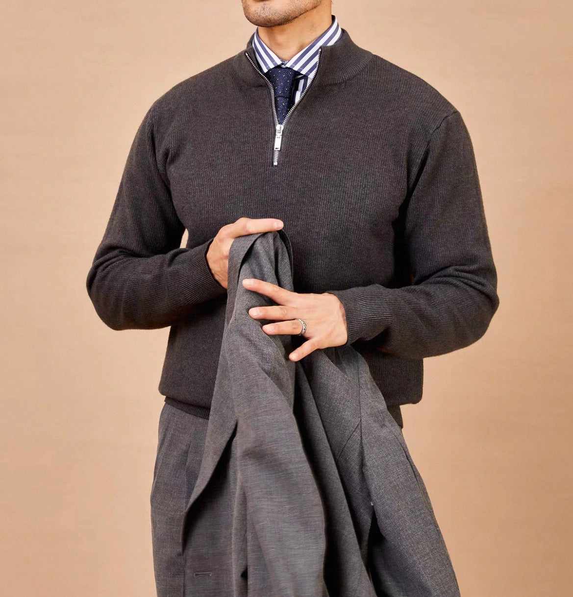 MONTARI HALF-ZIP KNIT SWEATER