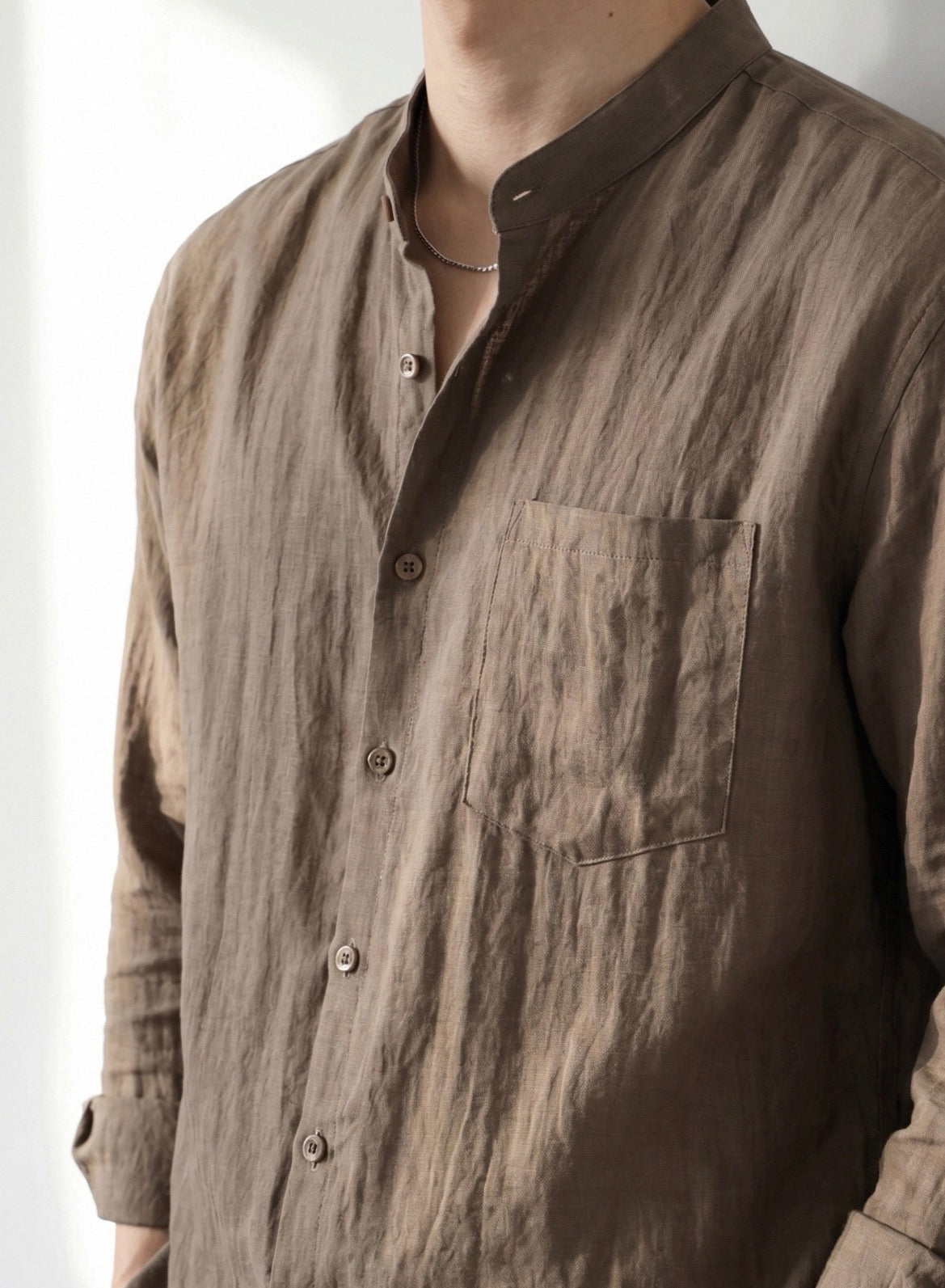 MONTARI LINEN STAND COLLAR
