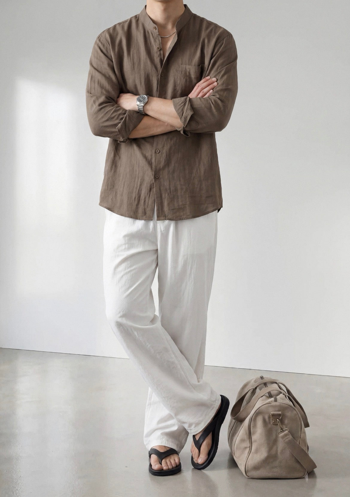 MONTARI LINEN STAND COLLAR