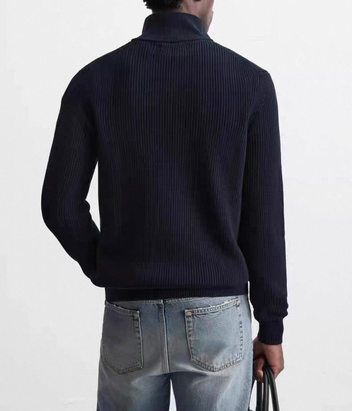 MONTARI RIBBED HALF-ZIP SWEATER
