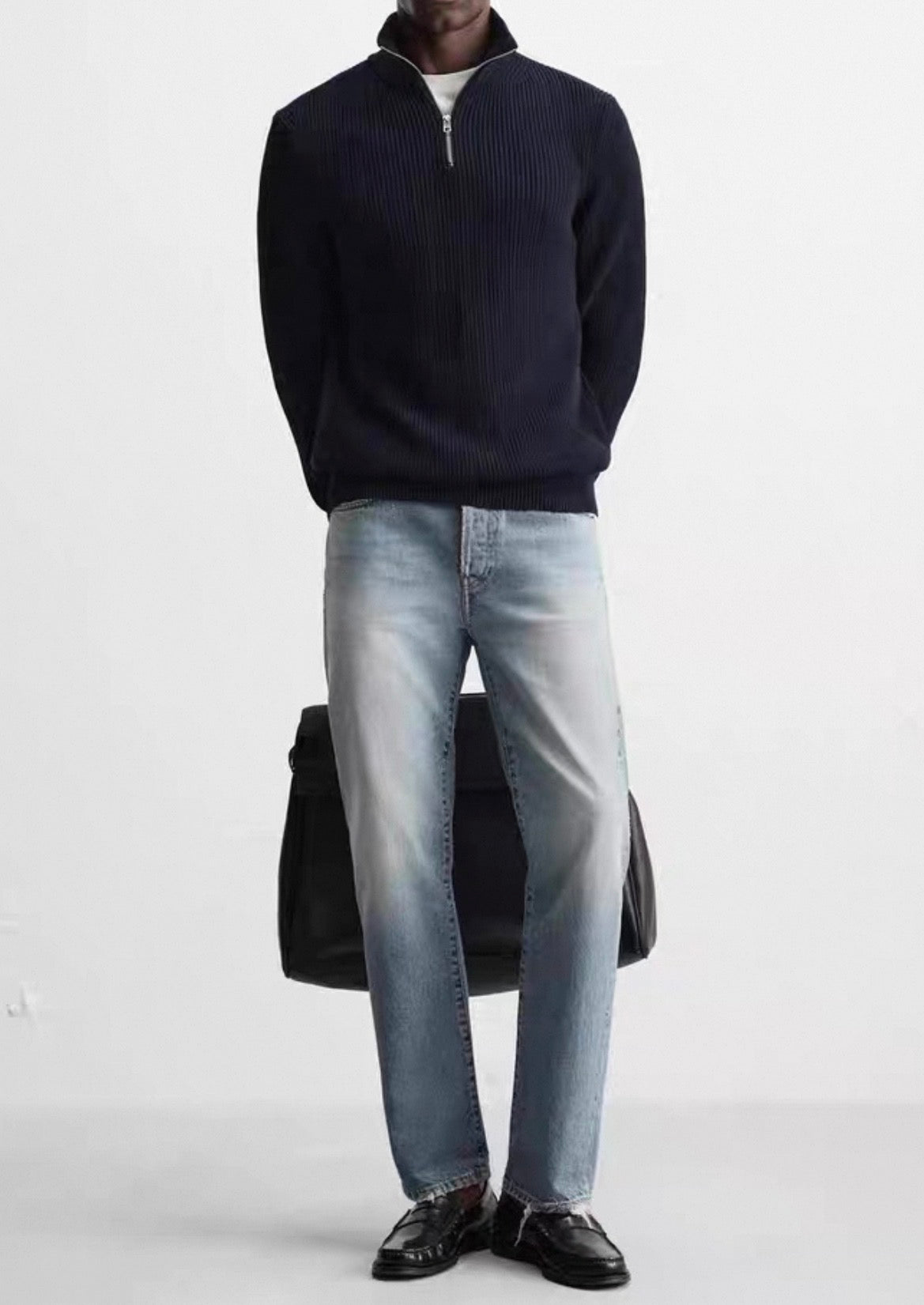 MONTARI RIBBED HALF-ZIP SWEATER