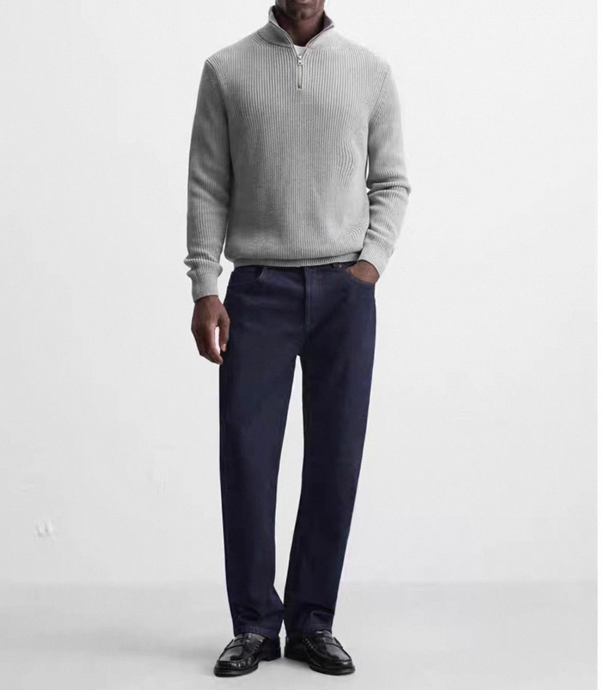 MONTARI RIBBED HALF-ZIP SWEATER