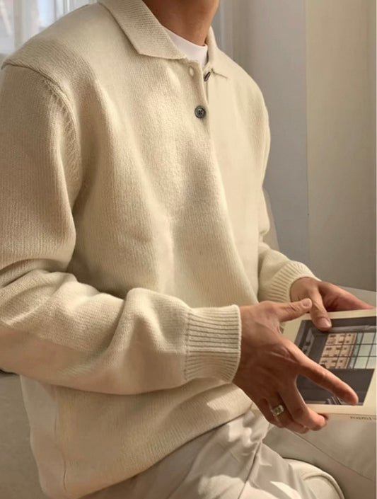 MONTARI TEXTURED KNIT POLO SWEATER