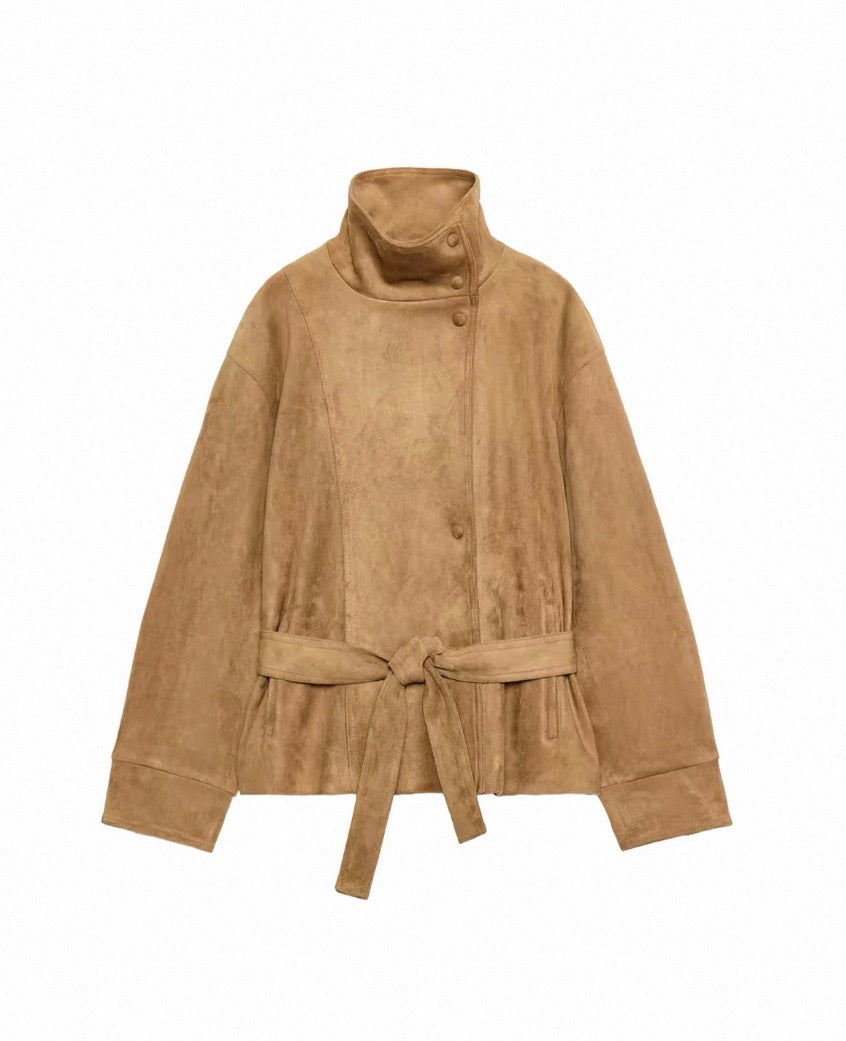 MONTARI CINCHED SUEDE JACKET