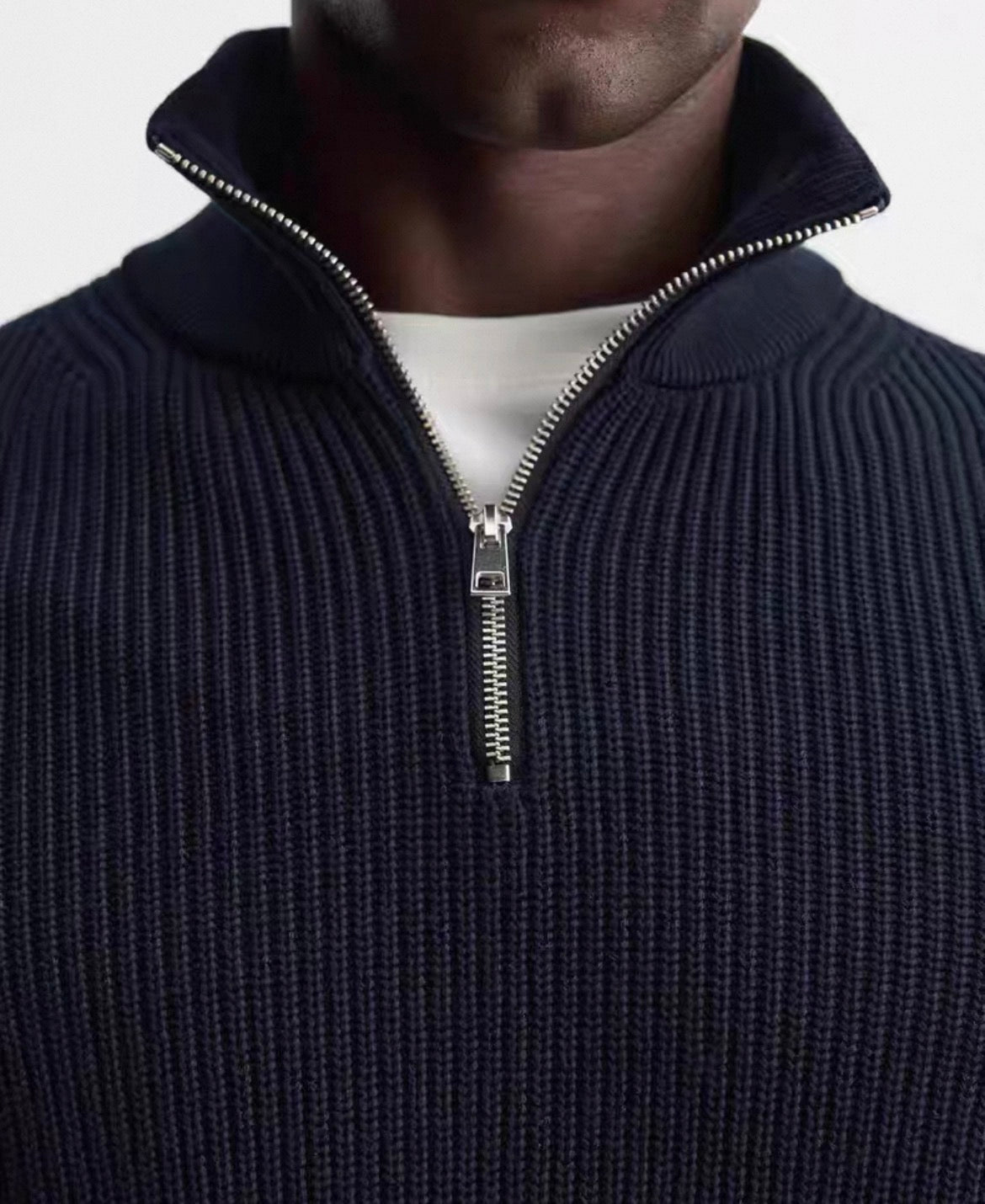 MONTARI RIBBED HALF-ZIP SWEATER