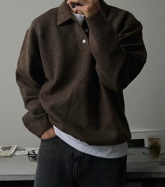 MONTARI TEXTURED KNIT POLO SWEATER