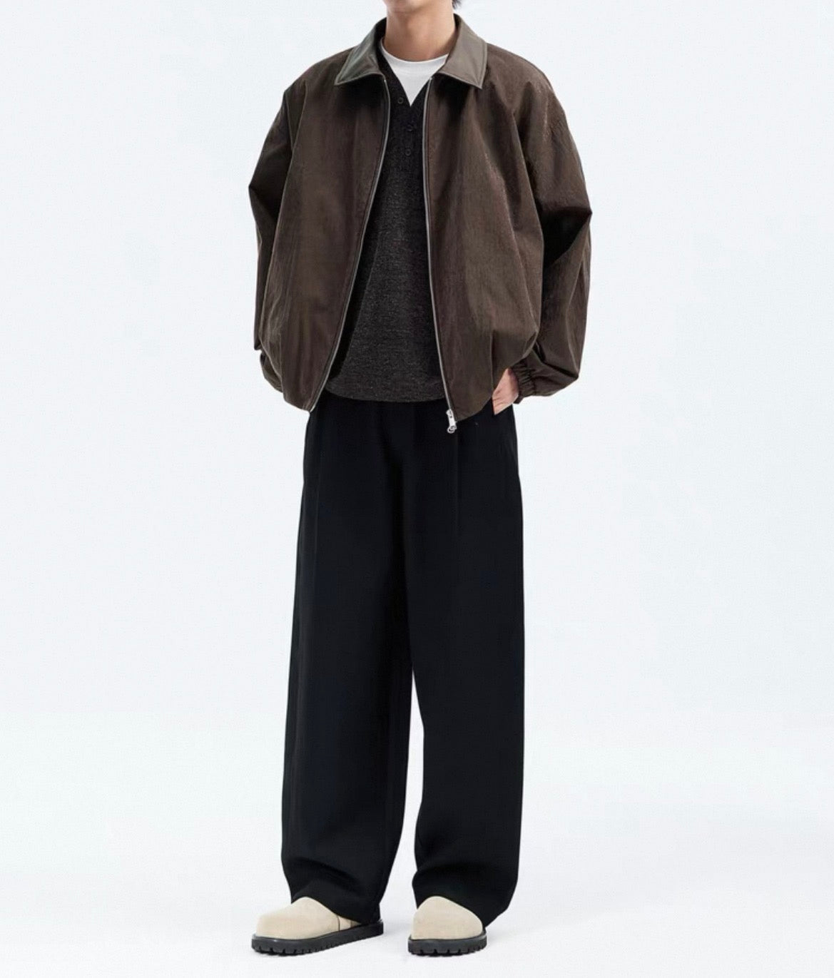 MONTARI VINTAGE LEATHER COLLAR JACKET