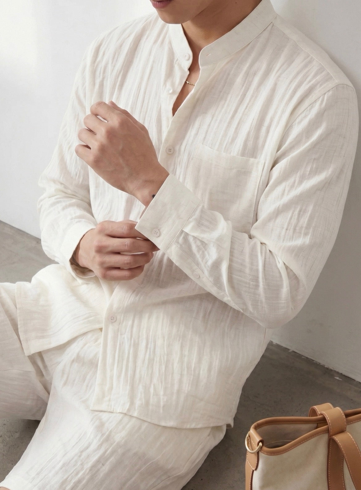 MONTARI LINEN STAND COLLAR