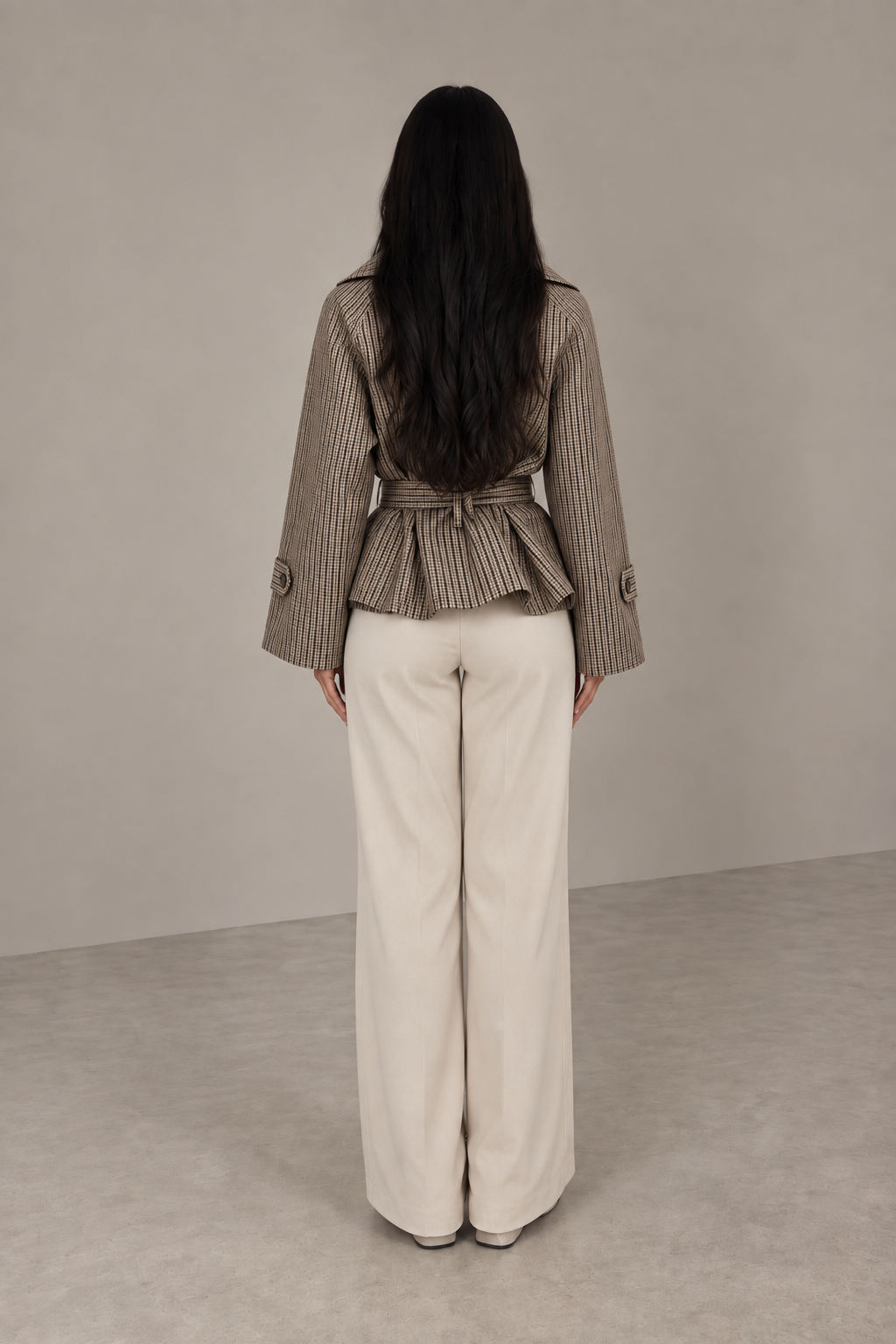 MONTARI CHECKED BELTED COAT