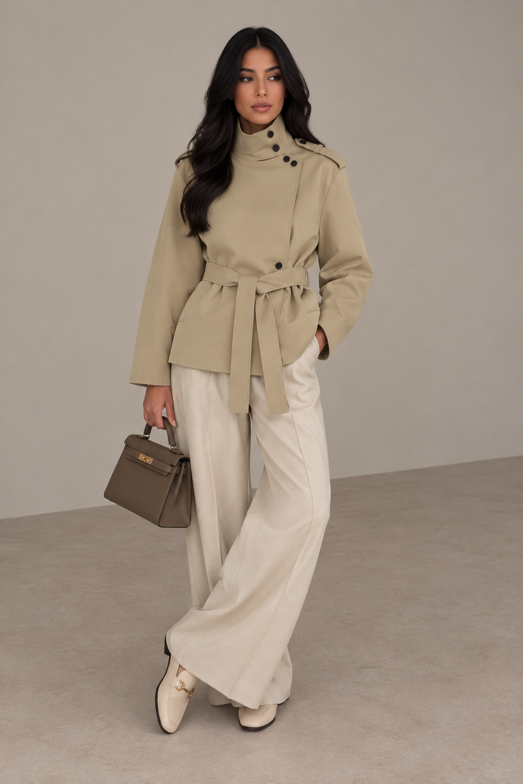 MONTARI BELTED STAND COLLAR JACKET